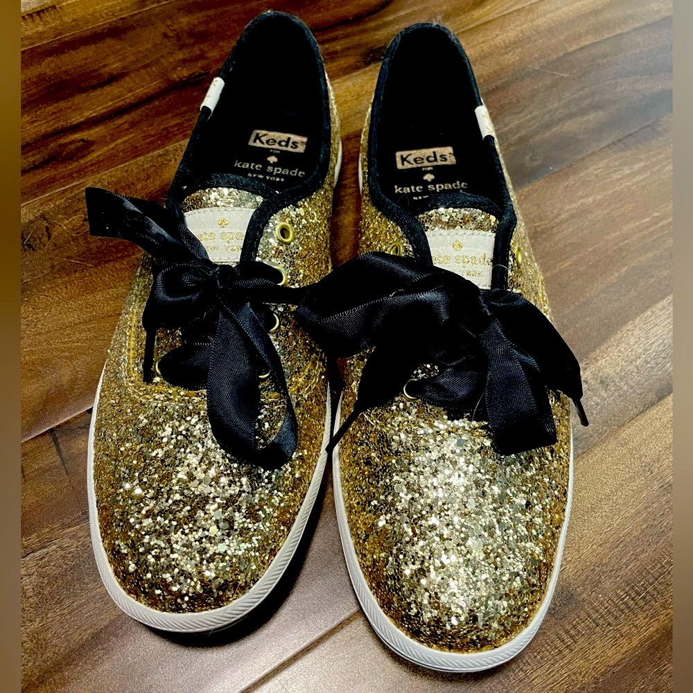 Kate Spade Ked Gold and Black Sneaker Size 8